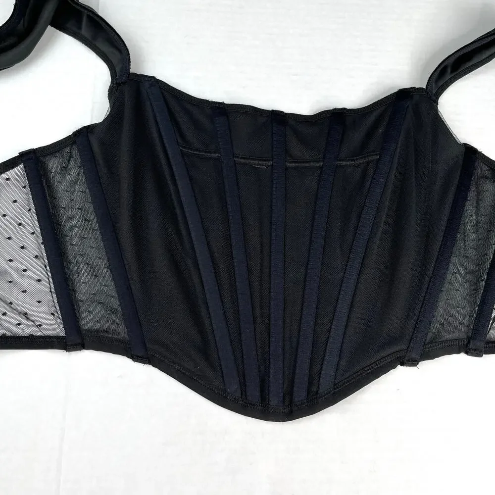 Victoria Secret Dream Angels Black Velvet Corset Top M Coquette Whimsygoth NWT